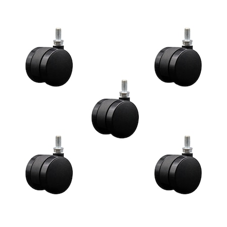 Service Caster 2'' Office Chair Casters Nylon Twin Wheel 3/8 Threaded Stem, 5PK SCC-UHTS02S50-NYS-381634-5